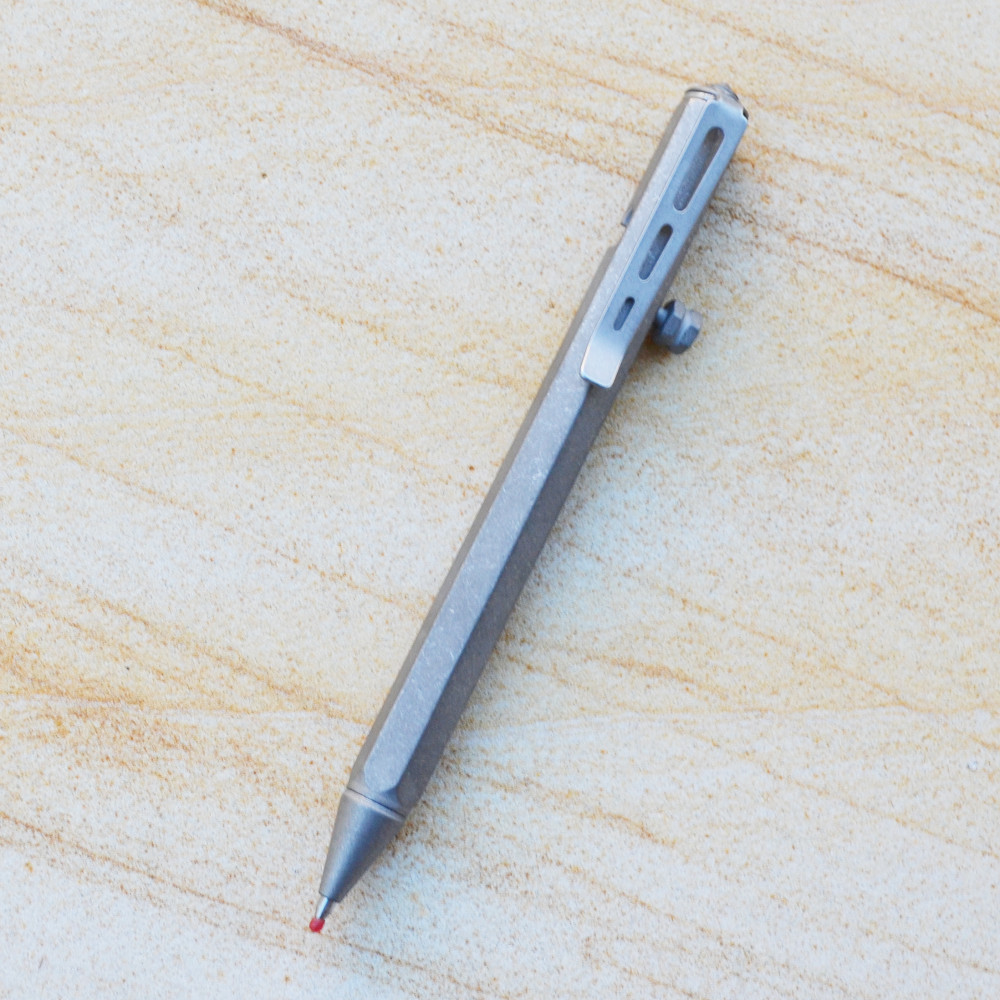 Titanium T5 Pen Tungsten Tip Bolt Action Hex Easy Grip G2 ink refills SCORPCO