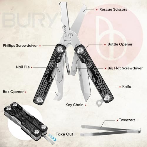 9 in 1 Mini Multitool Scissors Keychain Stainless Steel EDC Pocket Knife