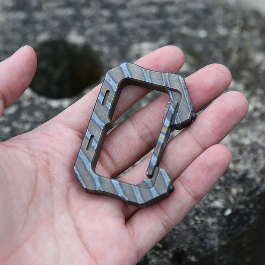 Solid Titanium Alloy Carabiner Survival EDC Multi Tactical Tools Keychain Buckle