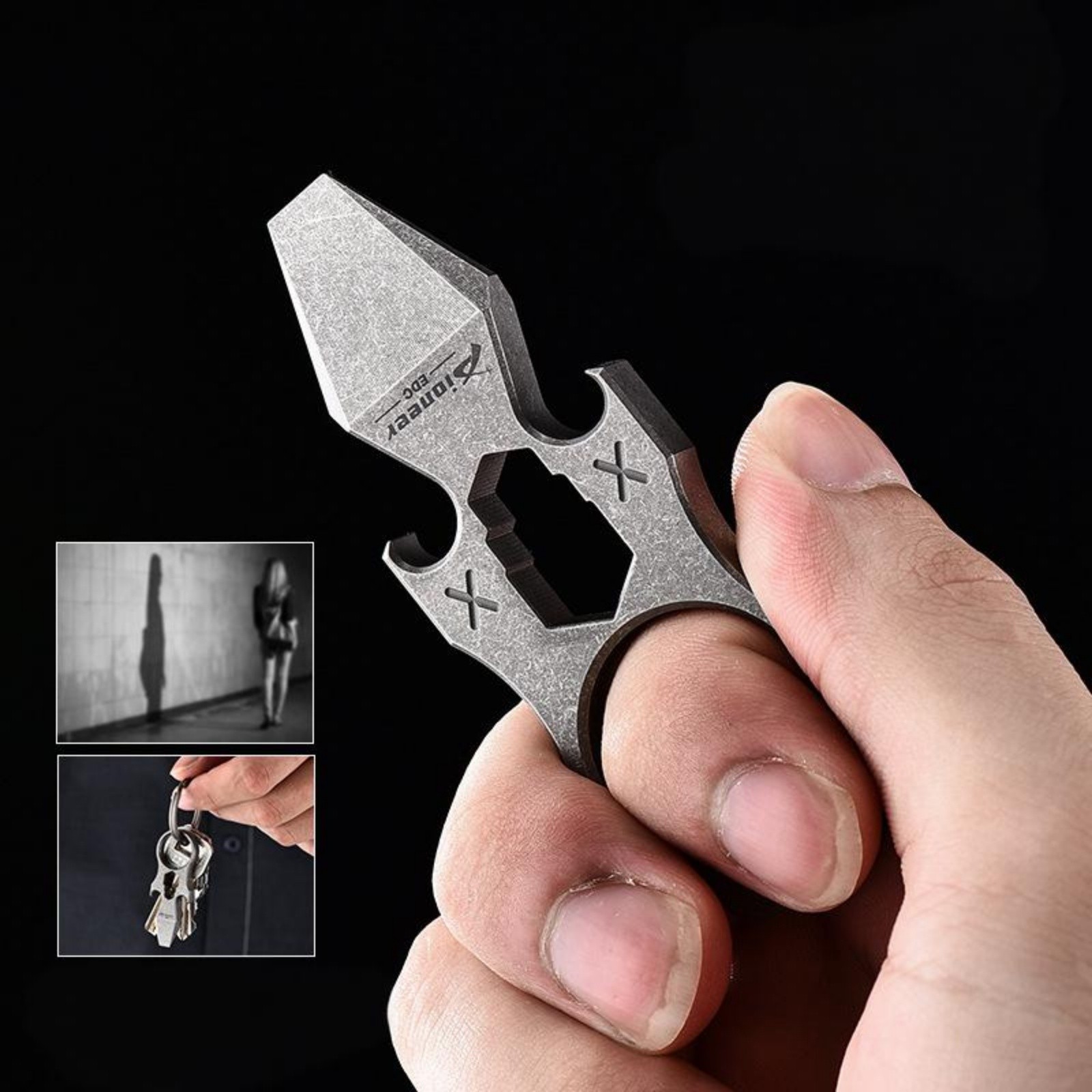 Titanium Alloy EDC Pry Bar Keychain Bottle Opener Wrench Outdoor Survival Tool