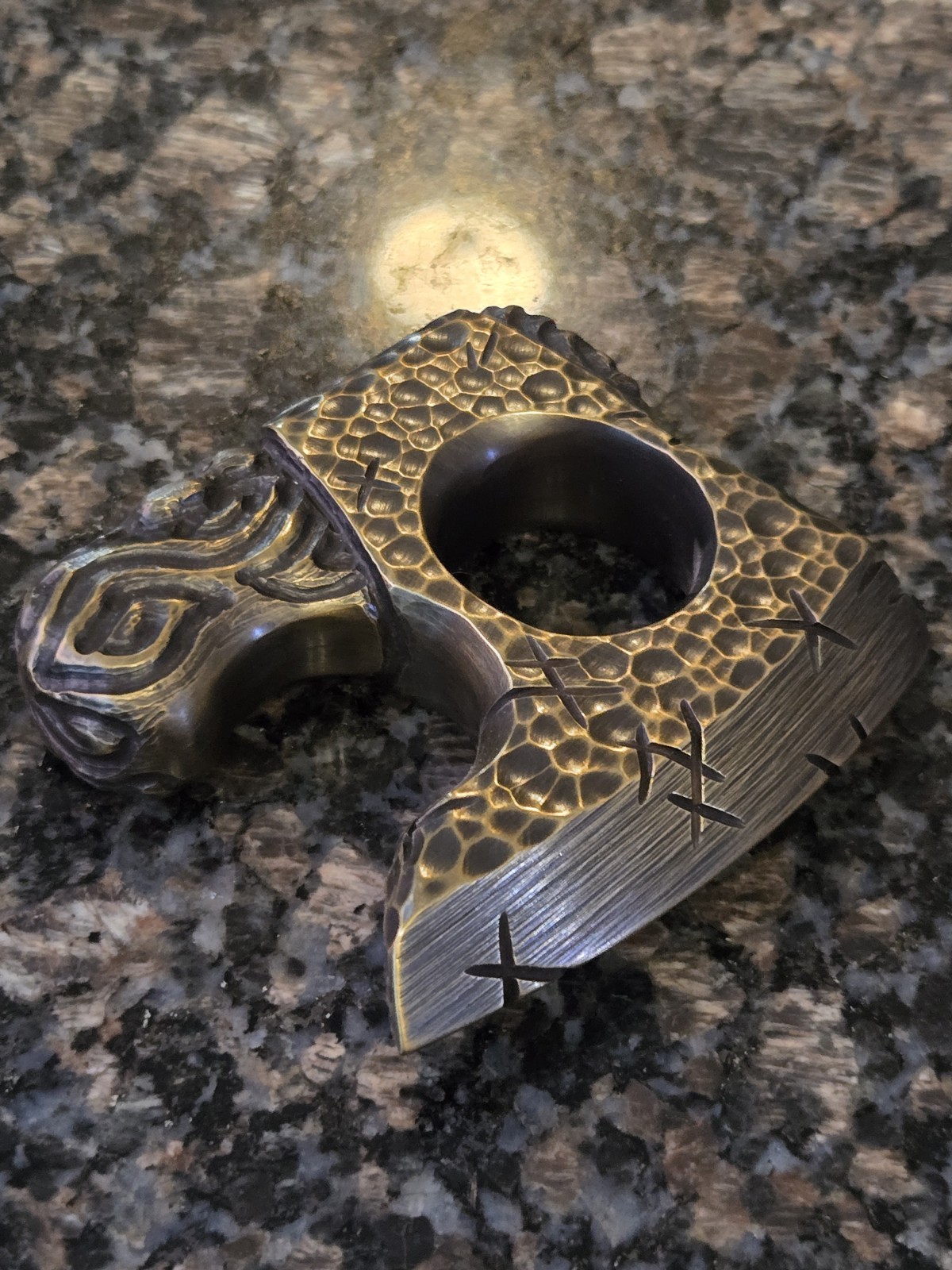 Viking Axe 2 Finger Knuck EDC Pocket Tool Hand Carved Art Heavy!!! 1 Of A Kind