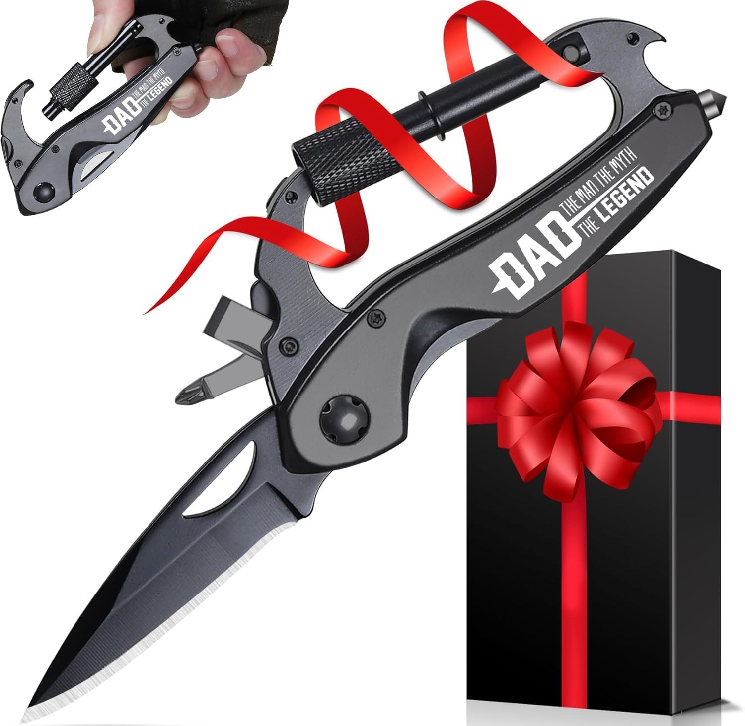 Dad Fathers Day Gift Black Stainless Steel Multitool Husband Birthday Gadget