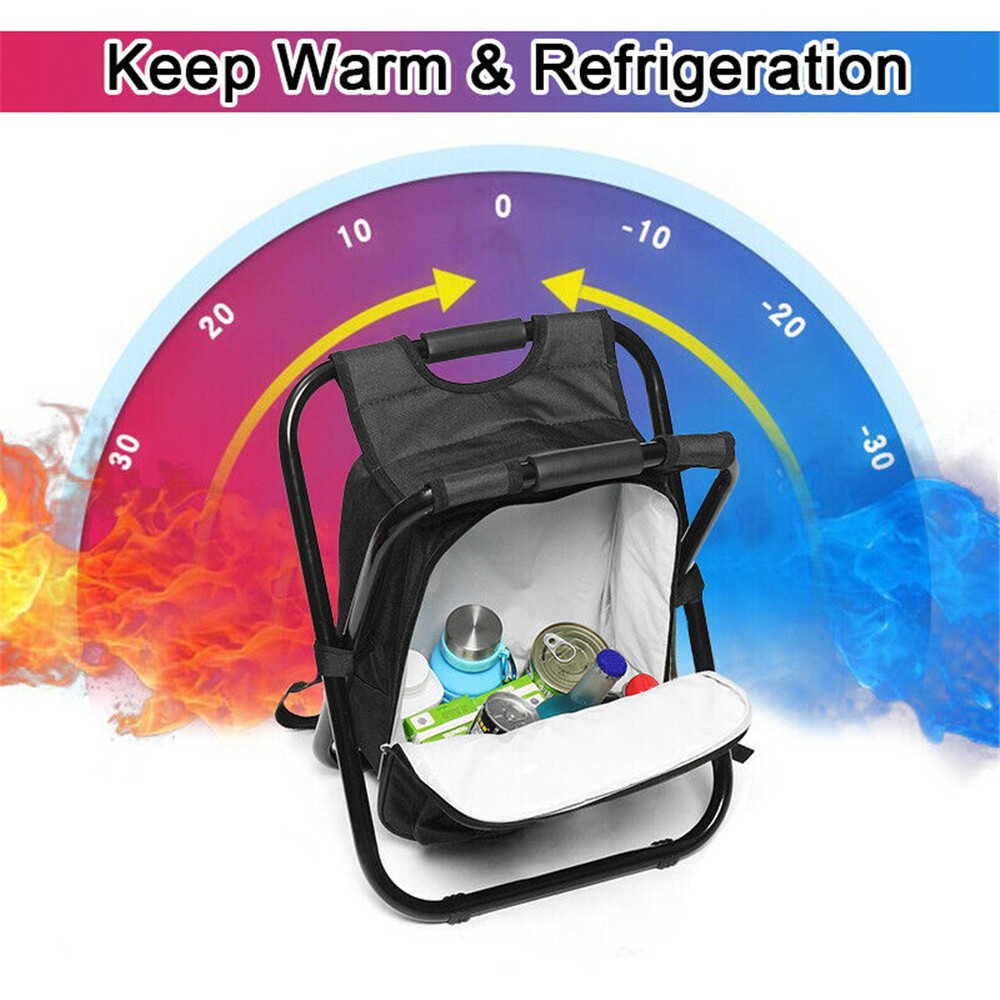 3 in 1 Backpack Insulated Cooler Bag Chair for Beach Fishing Camping Hiking