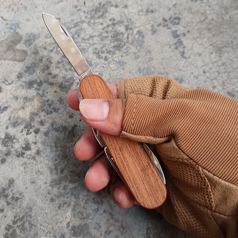 Outdoor Multi functional Tool Knife solid wood handle 15 in 1 tool