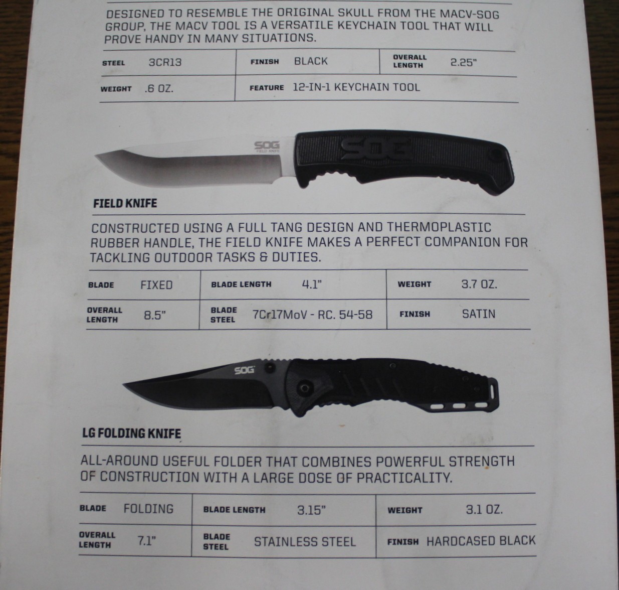 SOG Multi Tool 2 Knife Set With Sharpening Stone Made in The USA AO4077785