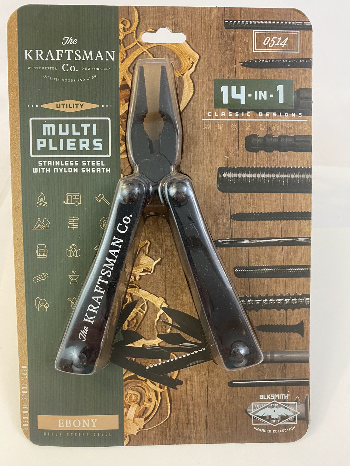 Kraftsman Co. 0514 utility multi pliers 14-in-1 blksmith ebony New Unopened