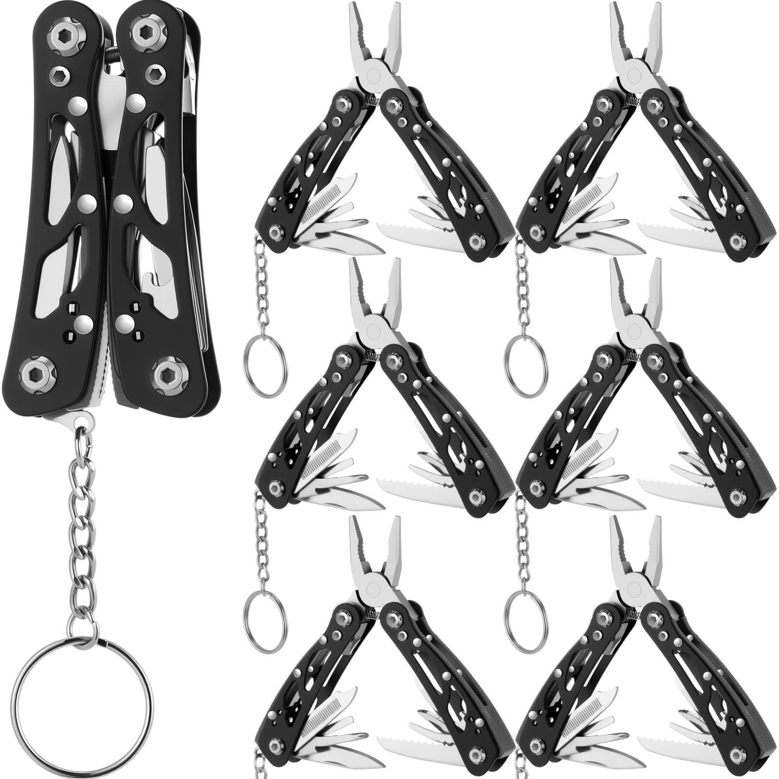 6 Pcs Mini Multitool Pliers Set – Stainless Steel, Foldable Knife, Screwdriver,
