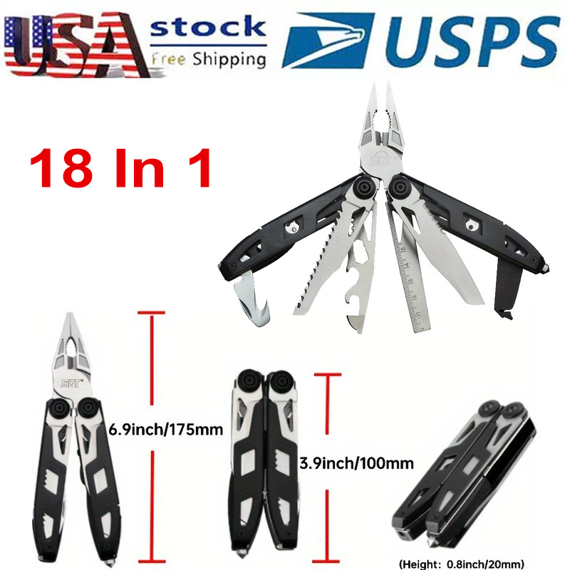 18 in 1 Folding Multitool Pliers Pocket Knife Stainless Steel Camping Multi Tool