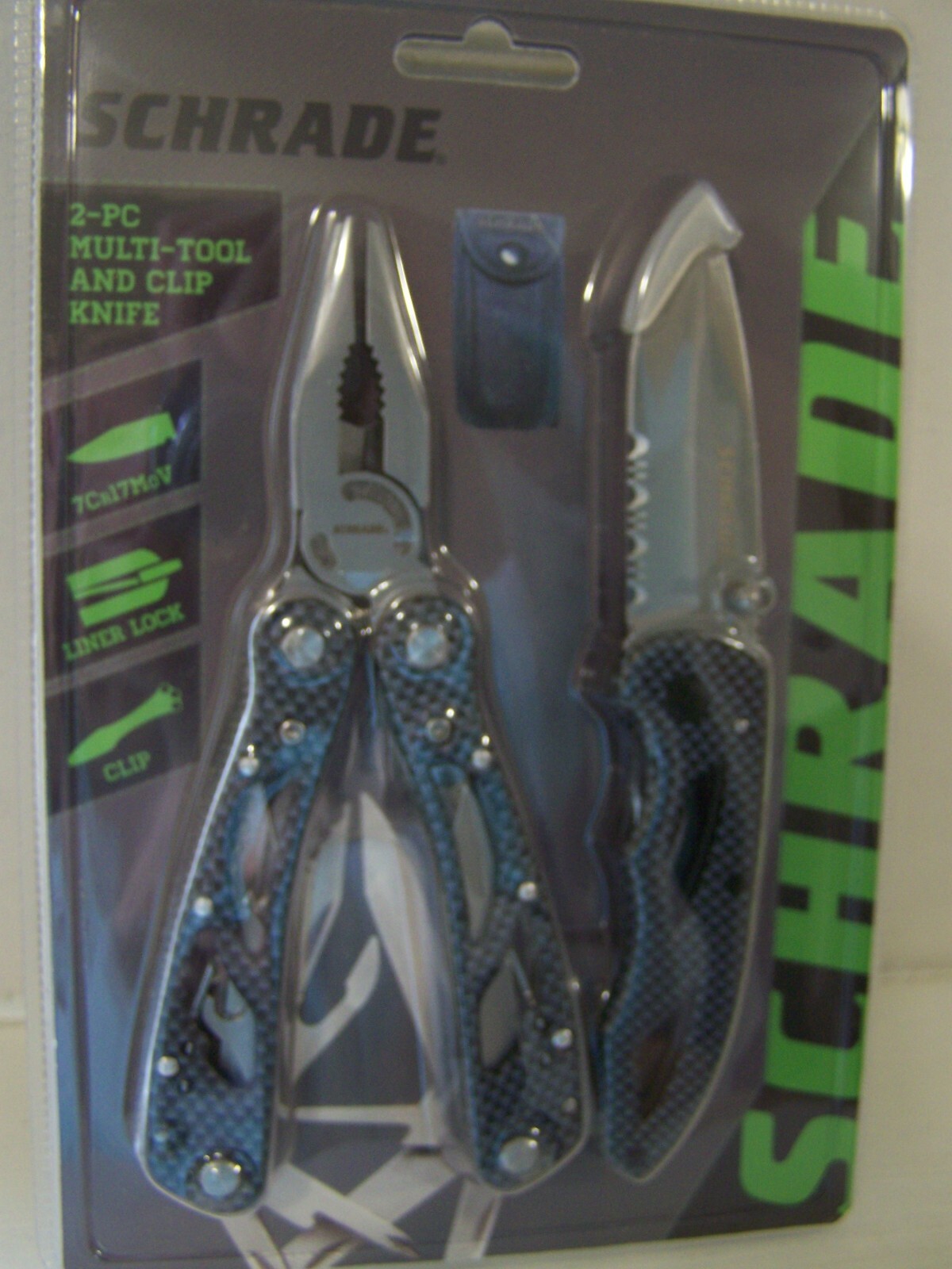 Schrade Tough Tool Black 7-in-1 Pocket Multi Tool w/ Nylon Sheath and clip knife