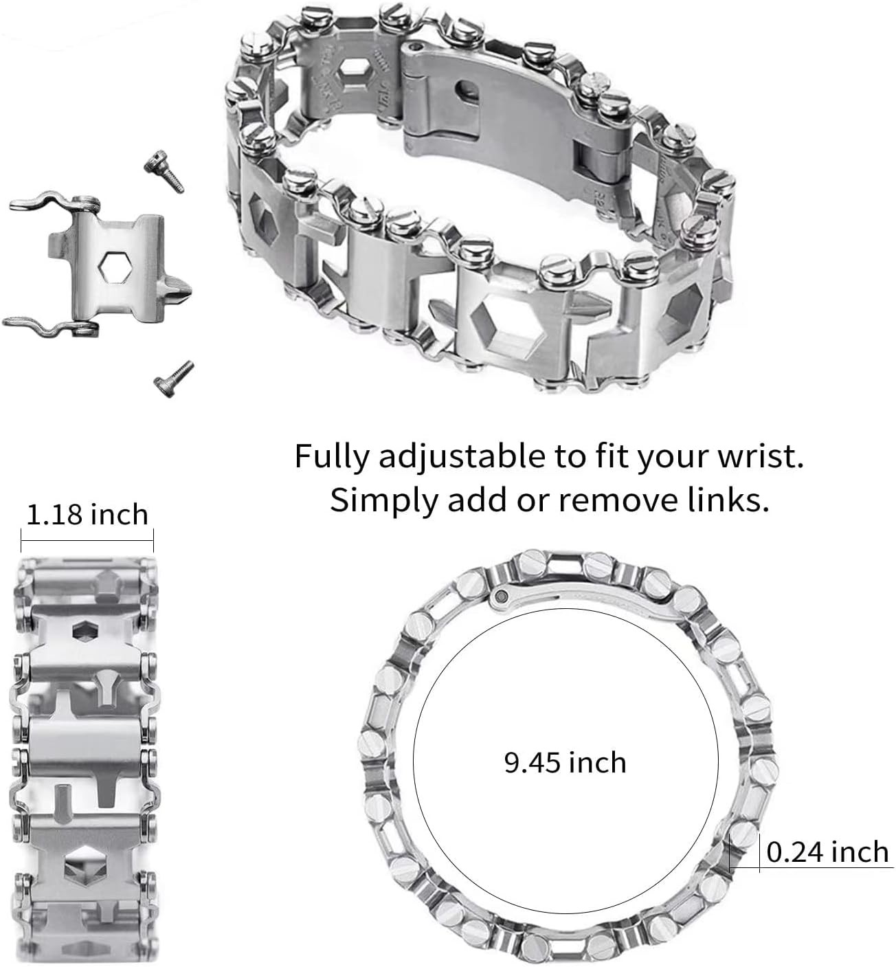 Multitool Bracelet 29 in 1 Tools Bracelet for Men and Women, Stainless Steel Mul