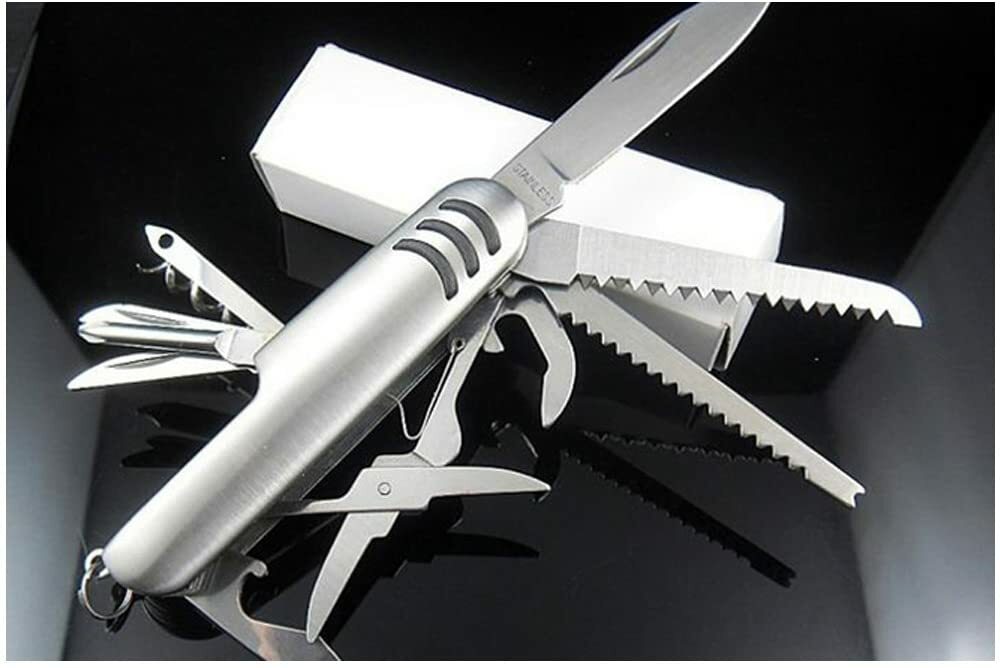 Multi Function Pocket Tools Chest Knife Stainless Steel with 11 features