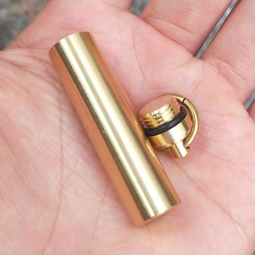 Solid Brass Self-defense Mini Waterproof Storage Container Box EDC Tool Pill