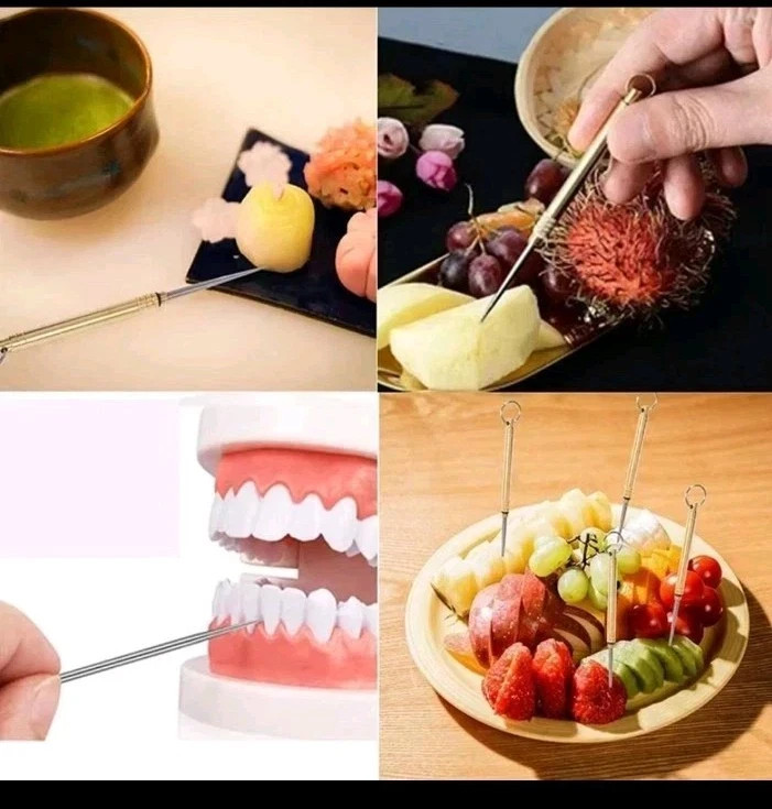 Toothpick Titanium & Brass Toothpicks Portable Reusable Strong Sharp Tool Teeth