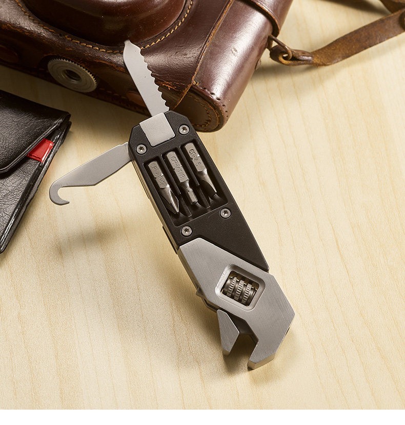 Swiss+Tech Panda 7-in-1 Mini Folding Wrench EDC Pocket Multi Tool Keychain