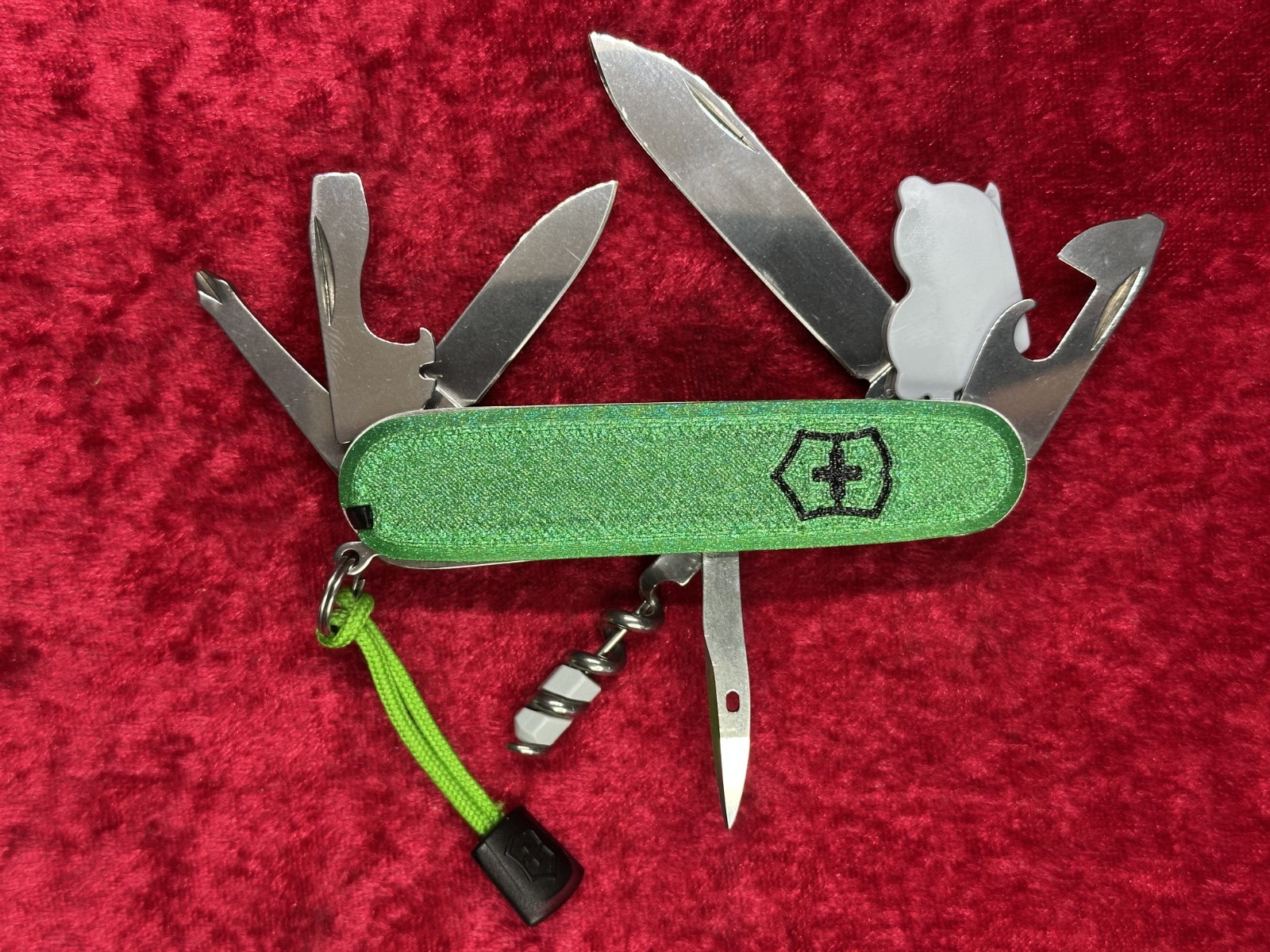 Victorinox Spartan Lite Green 3D Printed Scales Swiss Army Knife w/Sheath (664)