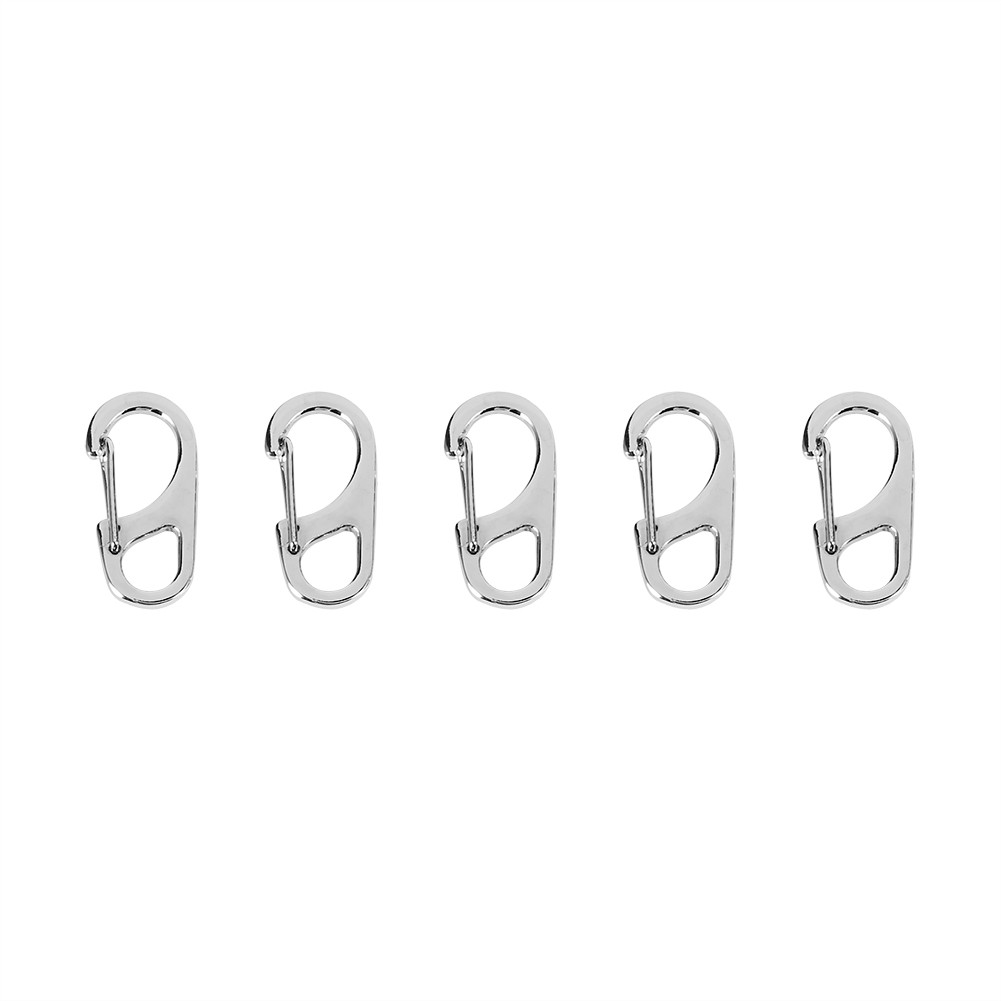5PCS Locking Carabiner Keychain Tool For Camping Silver Excellent