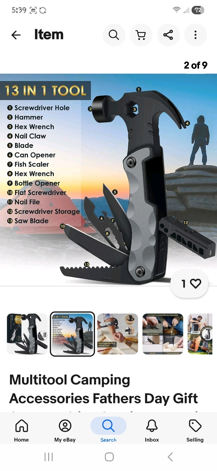Multitool Camping Accessories Fathers Day Gift for Dad 13 in 1 Survival Tool Kit