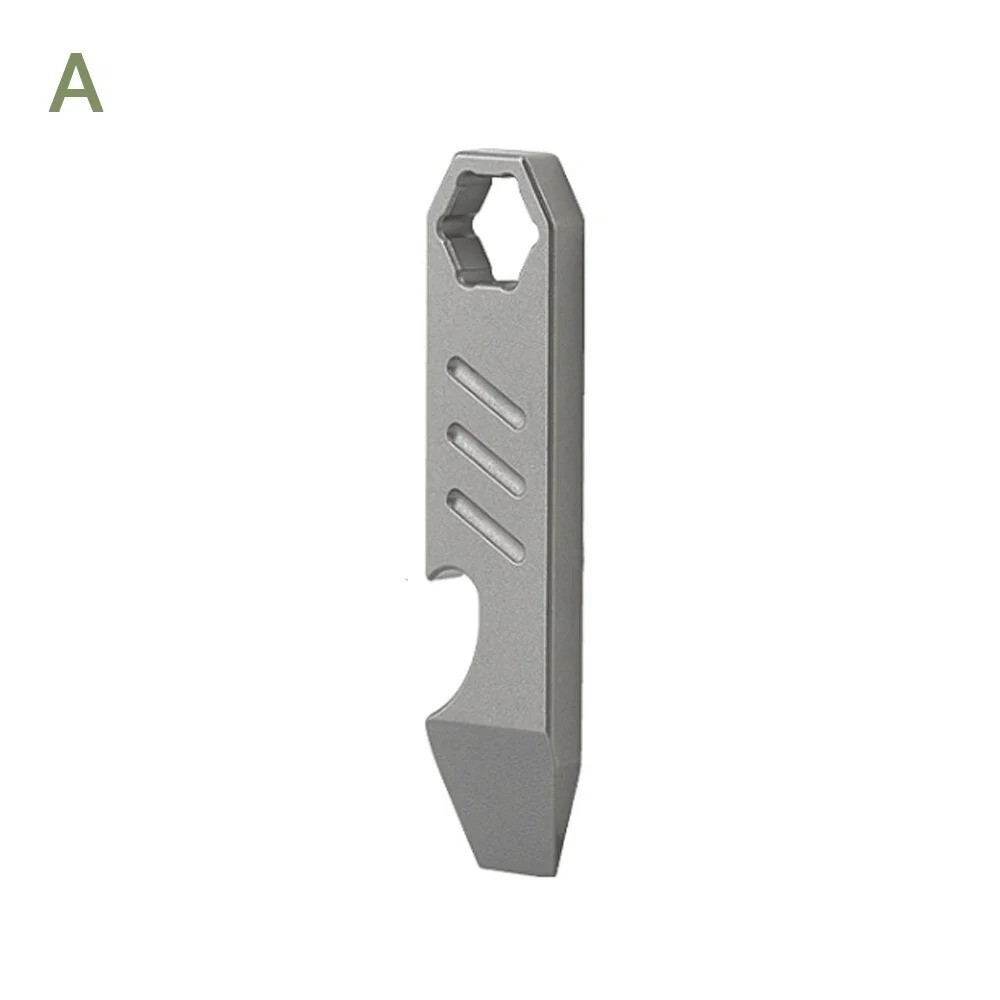 Mini TC4 Titanium Alloy Crowbar Bottle Opener Hexagon Wrench EDC Multi Pry Tool