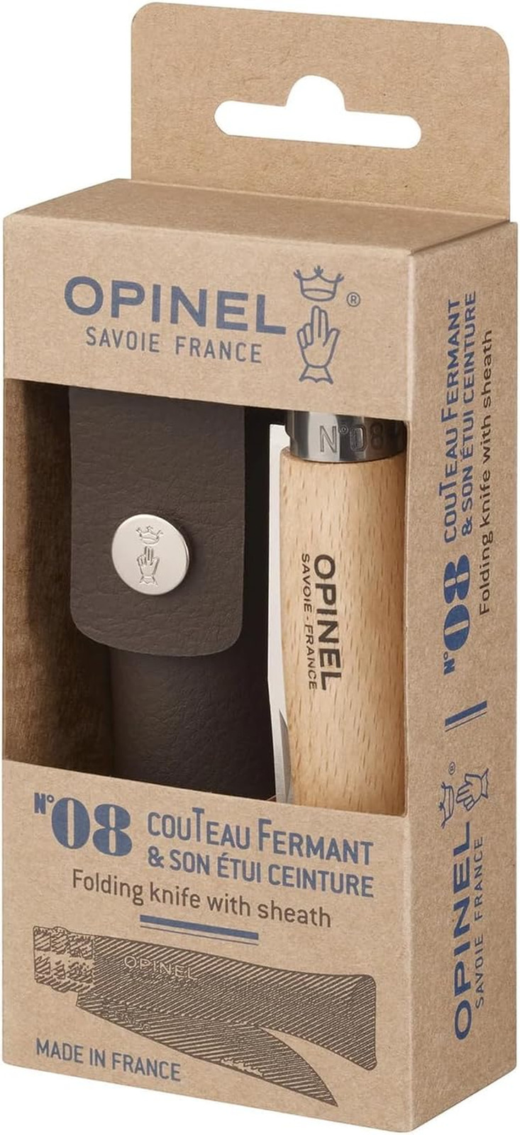 OPINEL No. 08 Stainless Steel Alpine Sheath Box Set, INOX Number 8 Stainless Ste