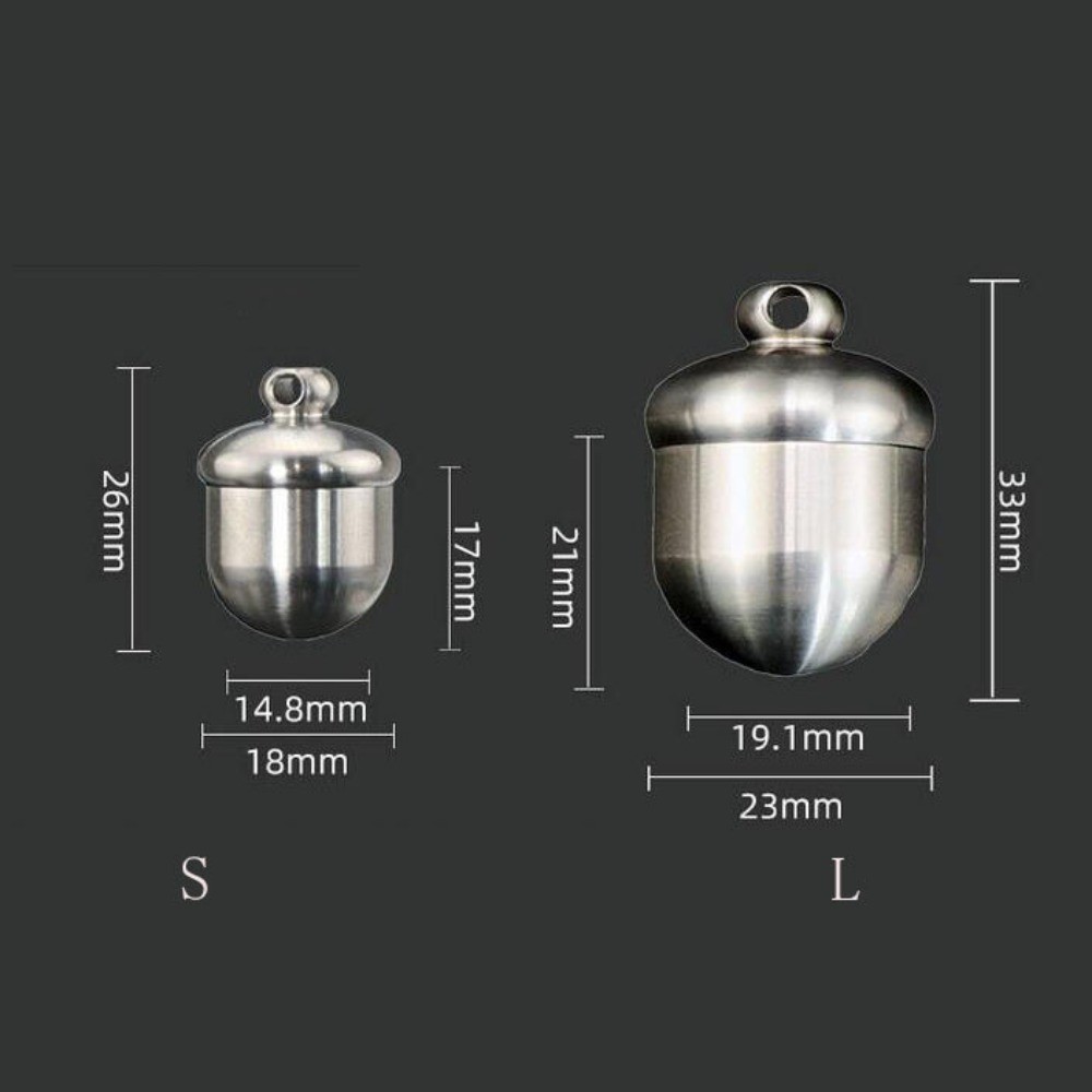 EDC Portable Pure Titanium Acorn Shape Waterproof Case Pill Box Ti Chain Pendant