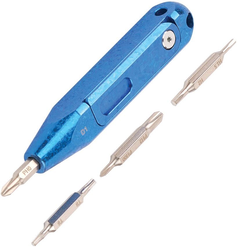 Oknife Otacle D1 Snowflake Blue Titanium With Compartment In Handle Secures Bits
