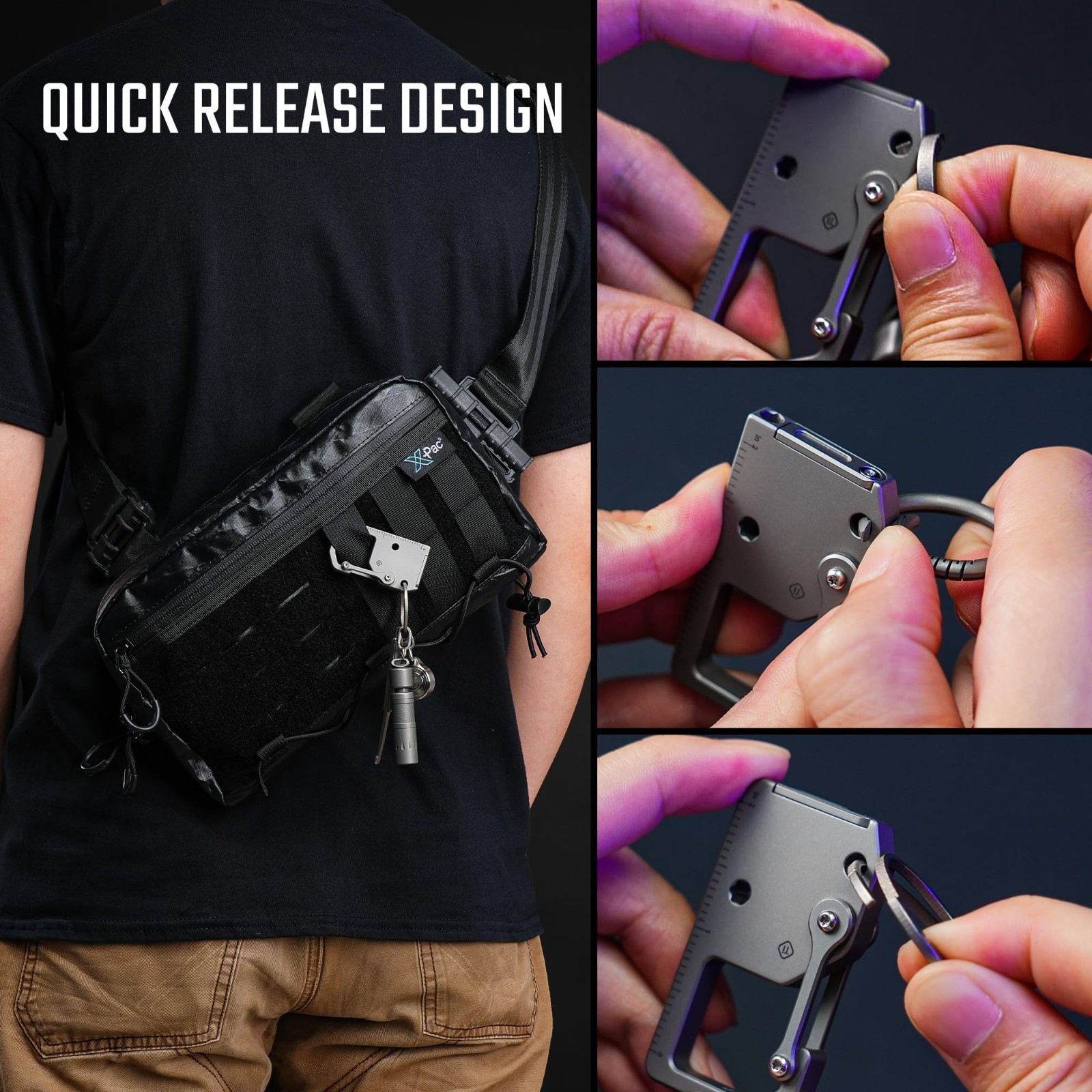 4-in-1 Titanium Multitool Pocket Screwdriver with Carabiner & Ruler – EDC Keycha