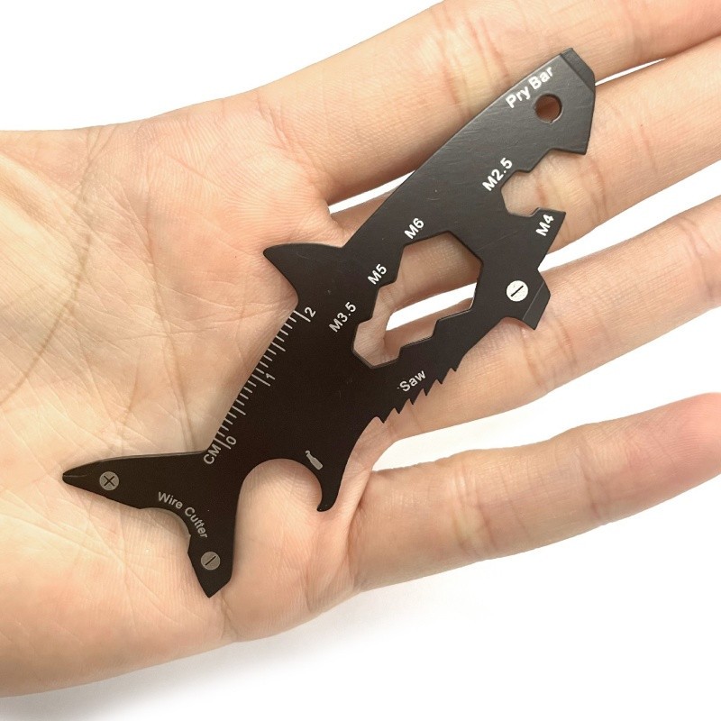 Shark Shaped Bottle Opener 15 in 1 multi-Tool Stainless Multi-function Keychain