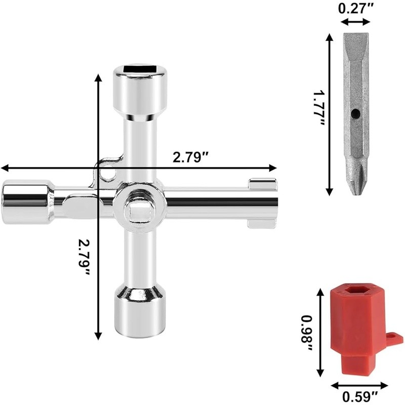 Durable Multifunctional Sillcock Key Zinc Alloy Water Control Tool Emergency Use