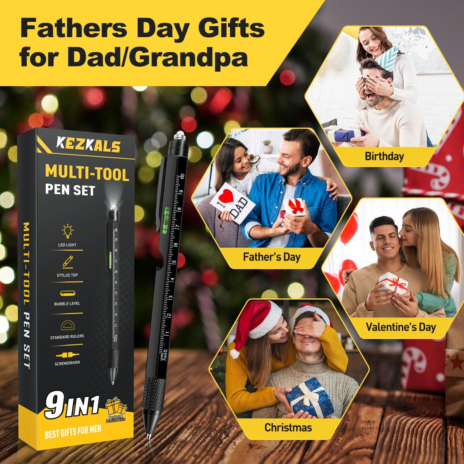 KEZKALS Dad Gifts for Fathers Day, 9 in 1 Multitool Pen Father’s Day Gifts fr…