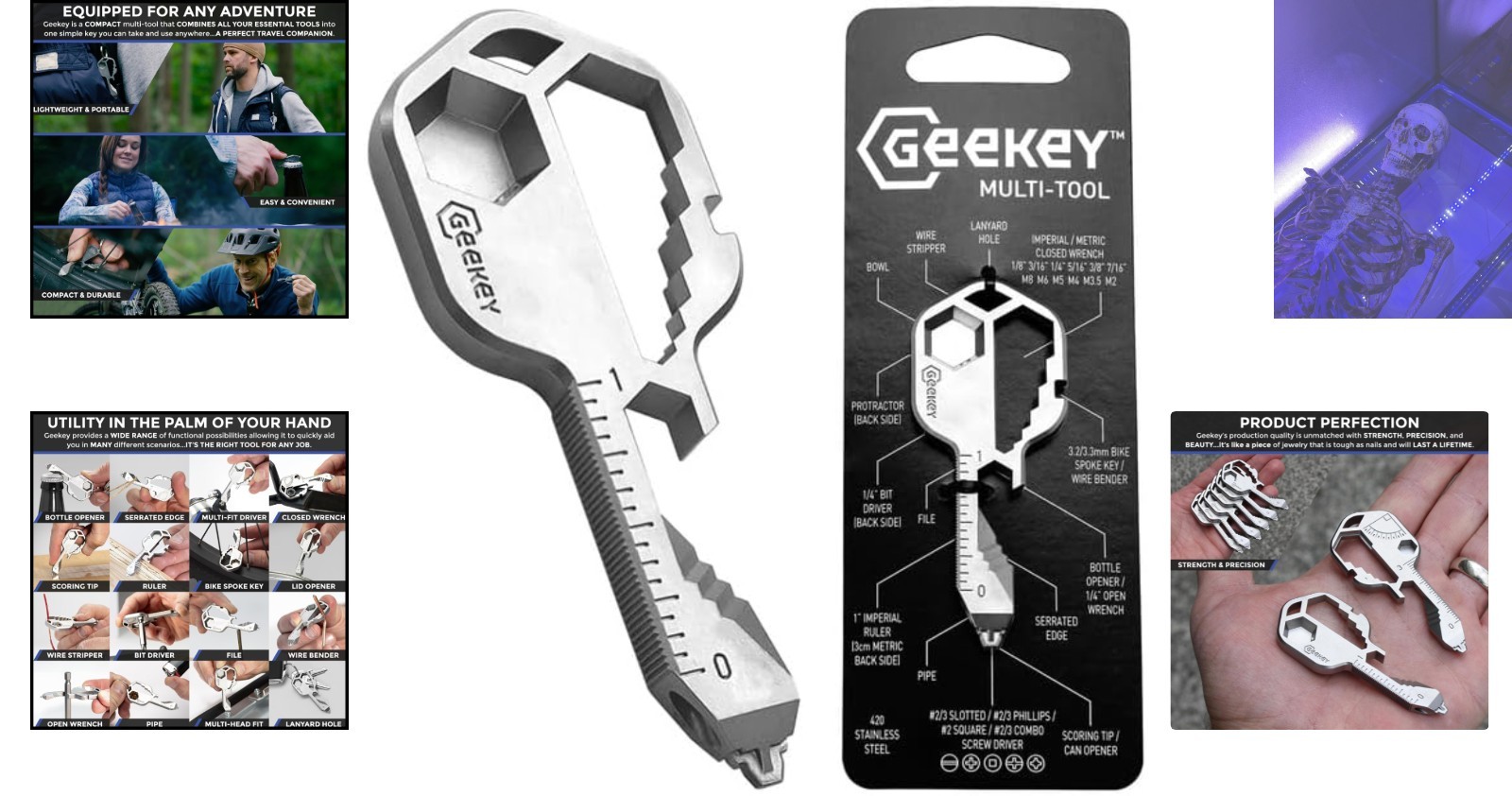 Durable Stainless Steel Keychain Multitool – 16 Tools in One Compact Design
