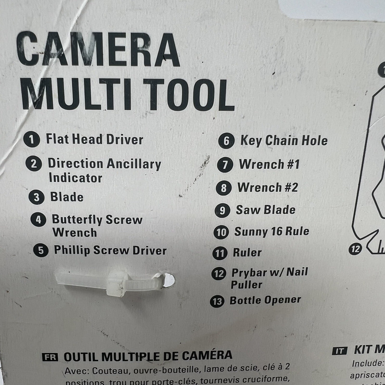 Kikkerland Multi-Tool Camera-Shaped 13 Function Wallet Size Stainless CD550