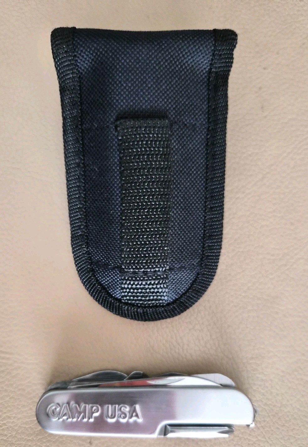 CAMP USA Multi Tool Pocket Knife Camping STAINLESS STEEL with Nylon Case