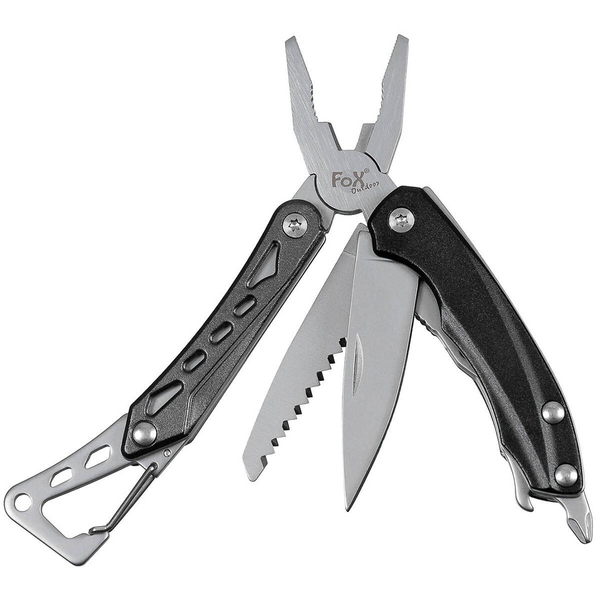 Multifunction Tool Mini with Carabiner Pliers Knife Saw Screwdriver EDC