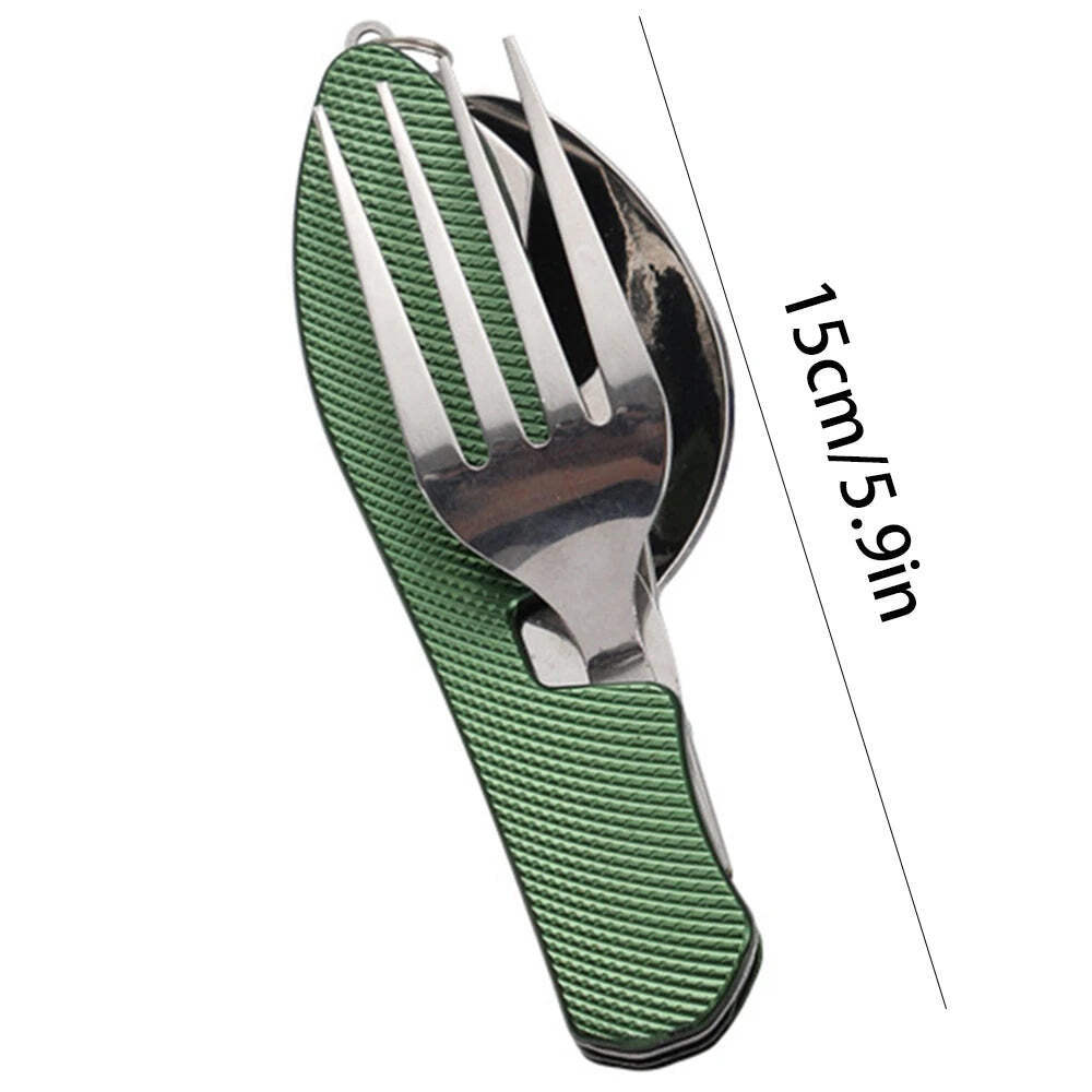Foldable Camping Utensil Set – Multi-Functional Knife, Fork, Spoon Combo For Out