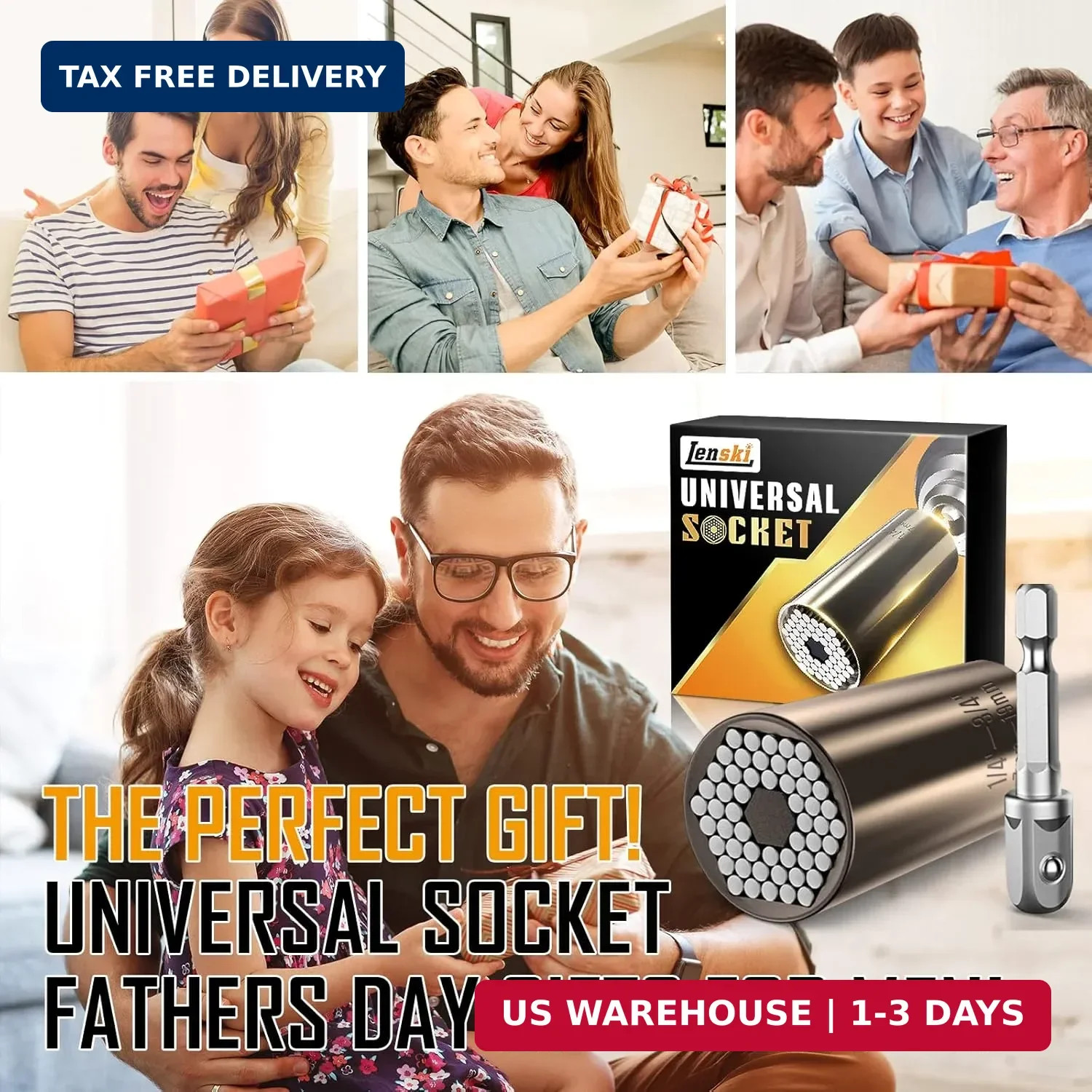 Lenski Fathers Day Gift from Daughter Wife Son Kids, Universal Socket Fathers Da