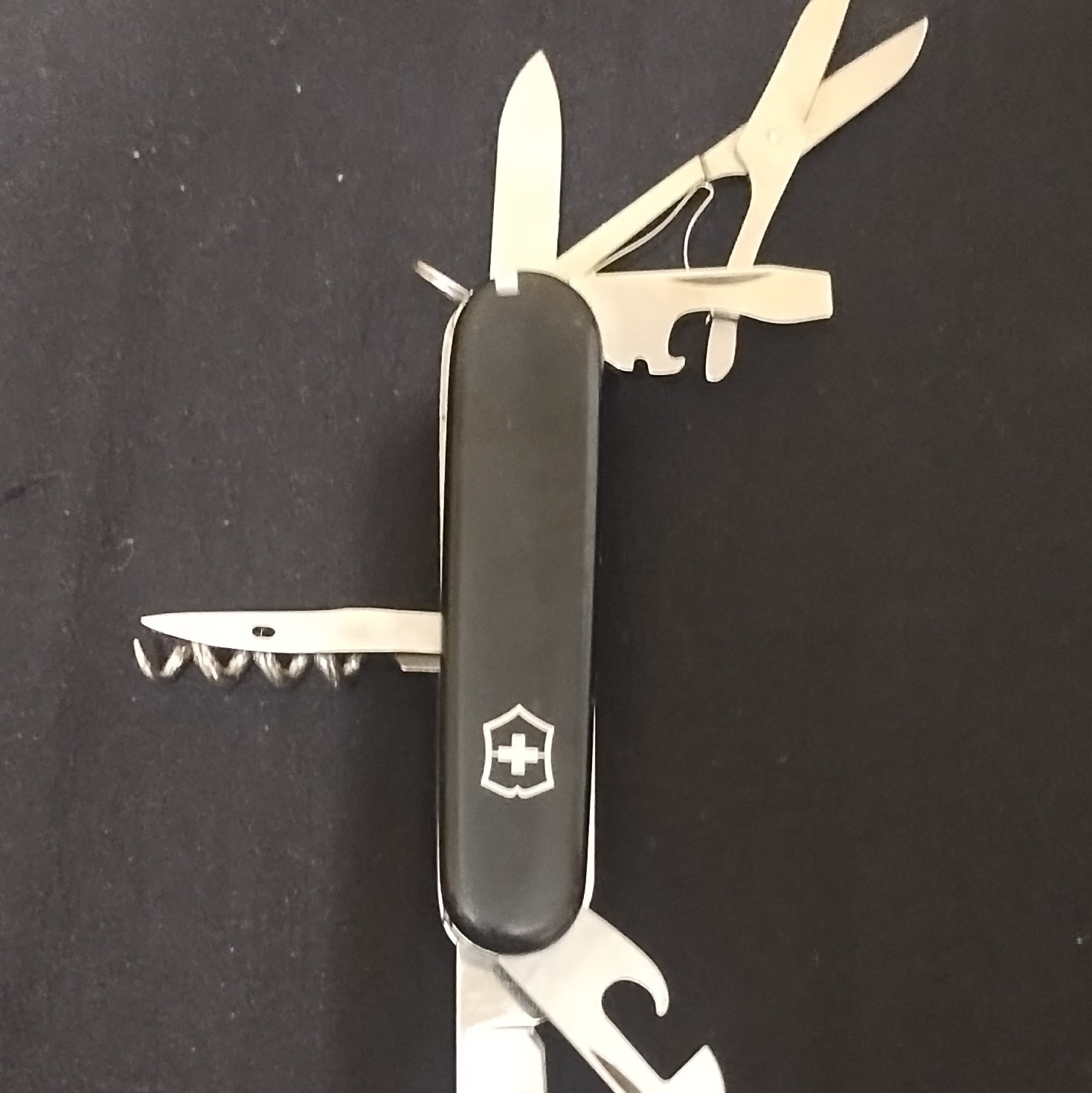 Victorinox Swiss Army Officers Knife Black Multi-Tool 4in, 2in Blade, 15+
