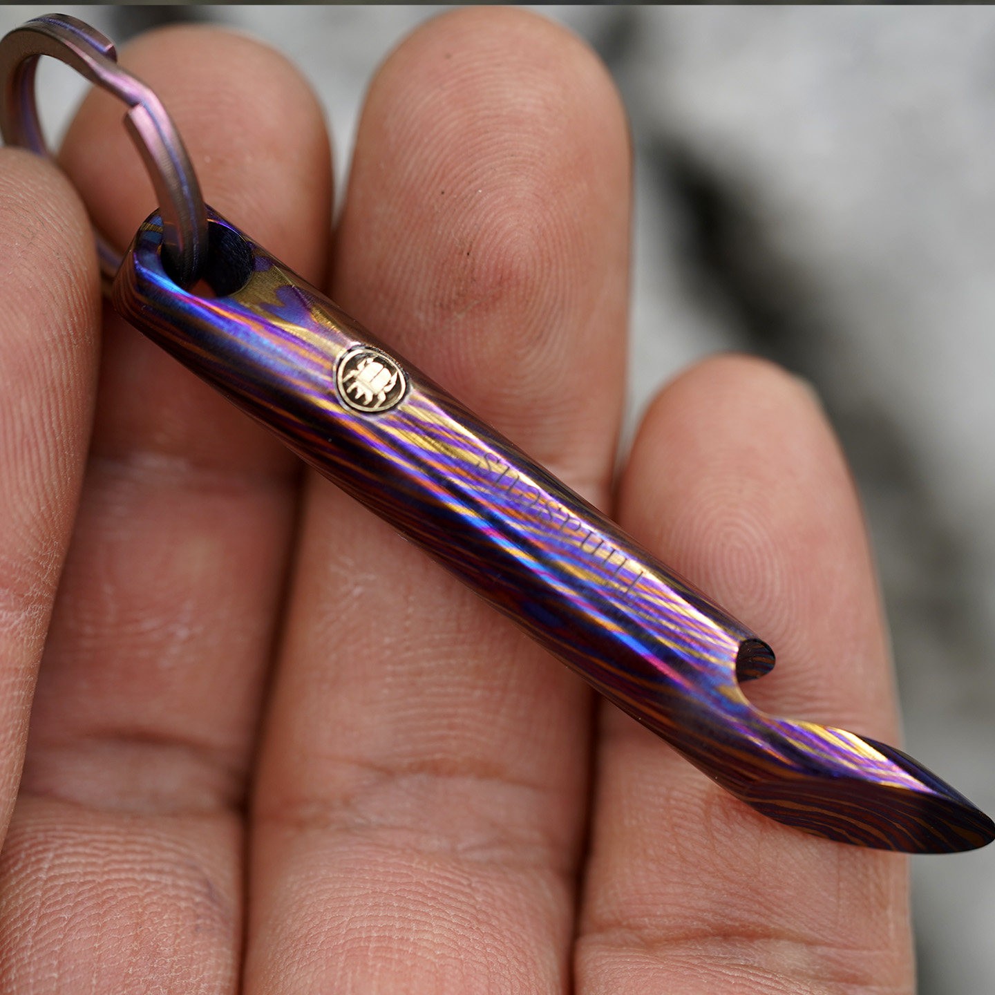 High quality EDC Tool Collectibles Titanium zirconium alloy Asp60 Damascus 59mm