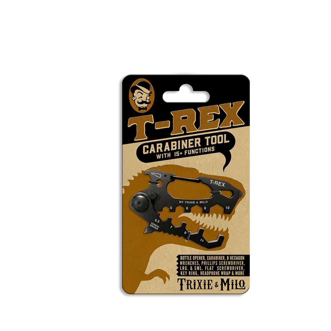 Trixie and Milo T-Rex Multifunction Keyring, Carabiner Tool