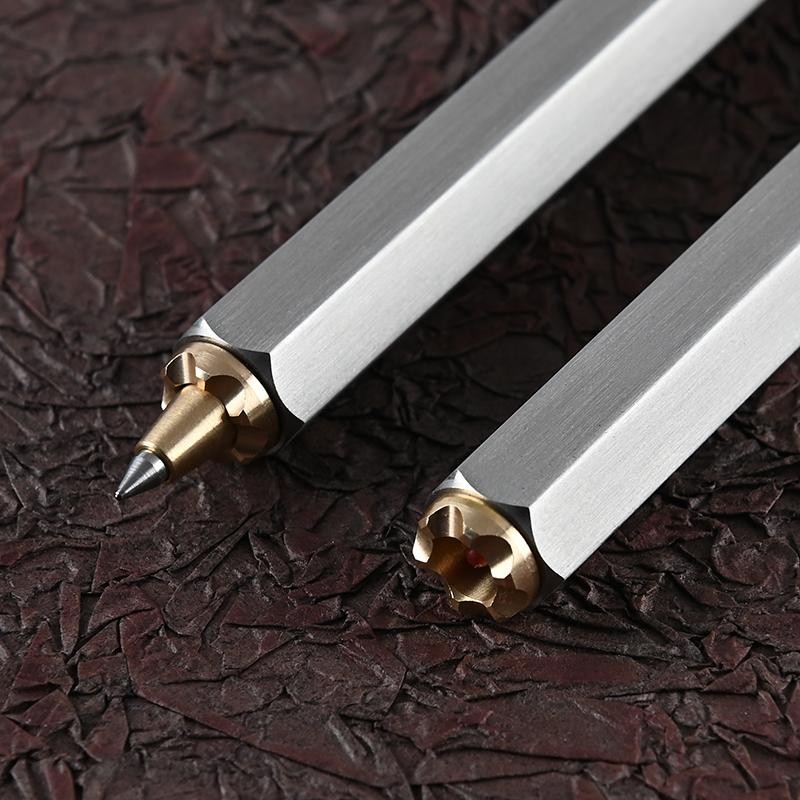 1pc Hexagonal Stainless Steel Tactical Pen Multi Tool Glass Breaker Writing Edc