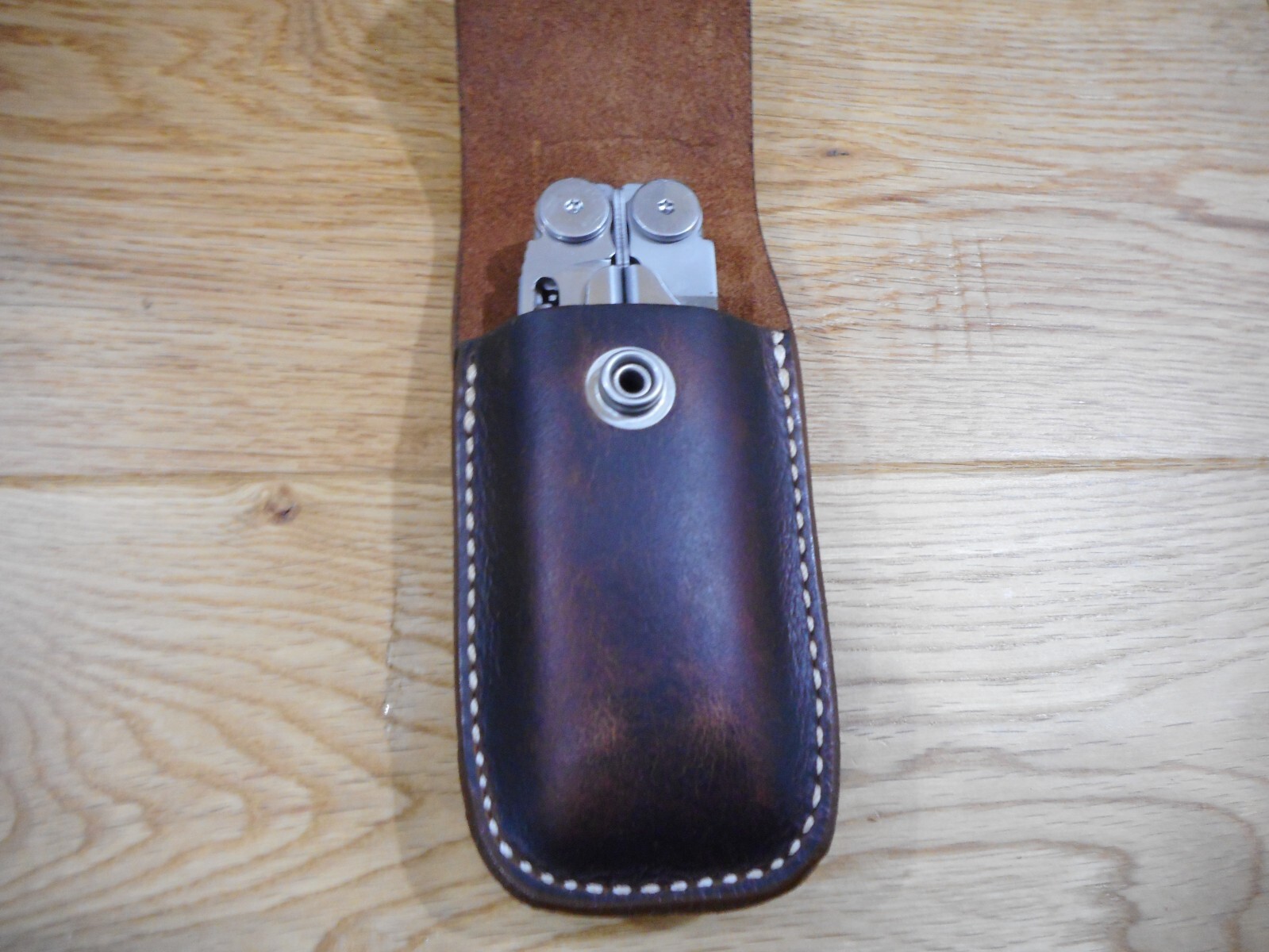 Leatherman Wave Crazy Horse leather sheath. Replica Indian nickel . Sheath only.