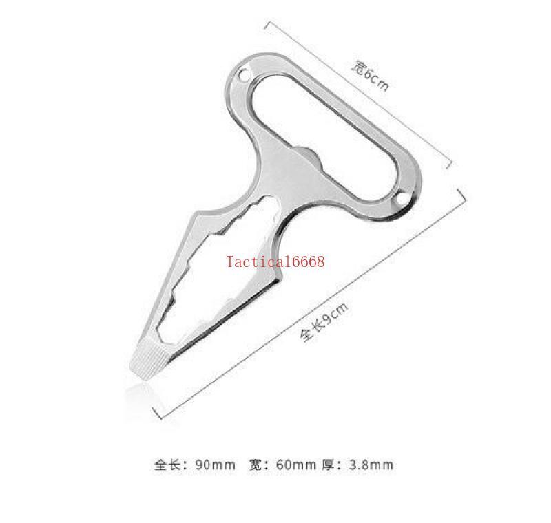 EDC Stainless Steel Wrench Bottle Opener Key Chain Ring Crowbar Pry Bar