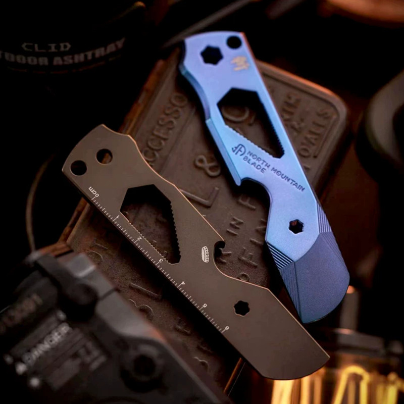 Outdoor Titanium Alloy EDC Crowbar Wrench Bottle Opener Hex Multi Function Tool
