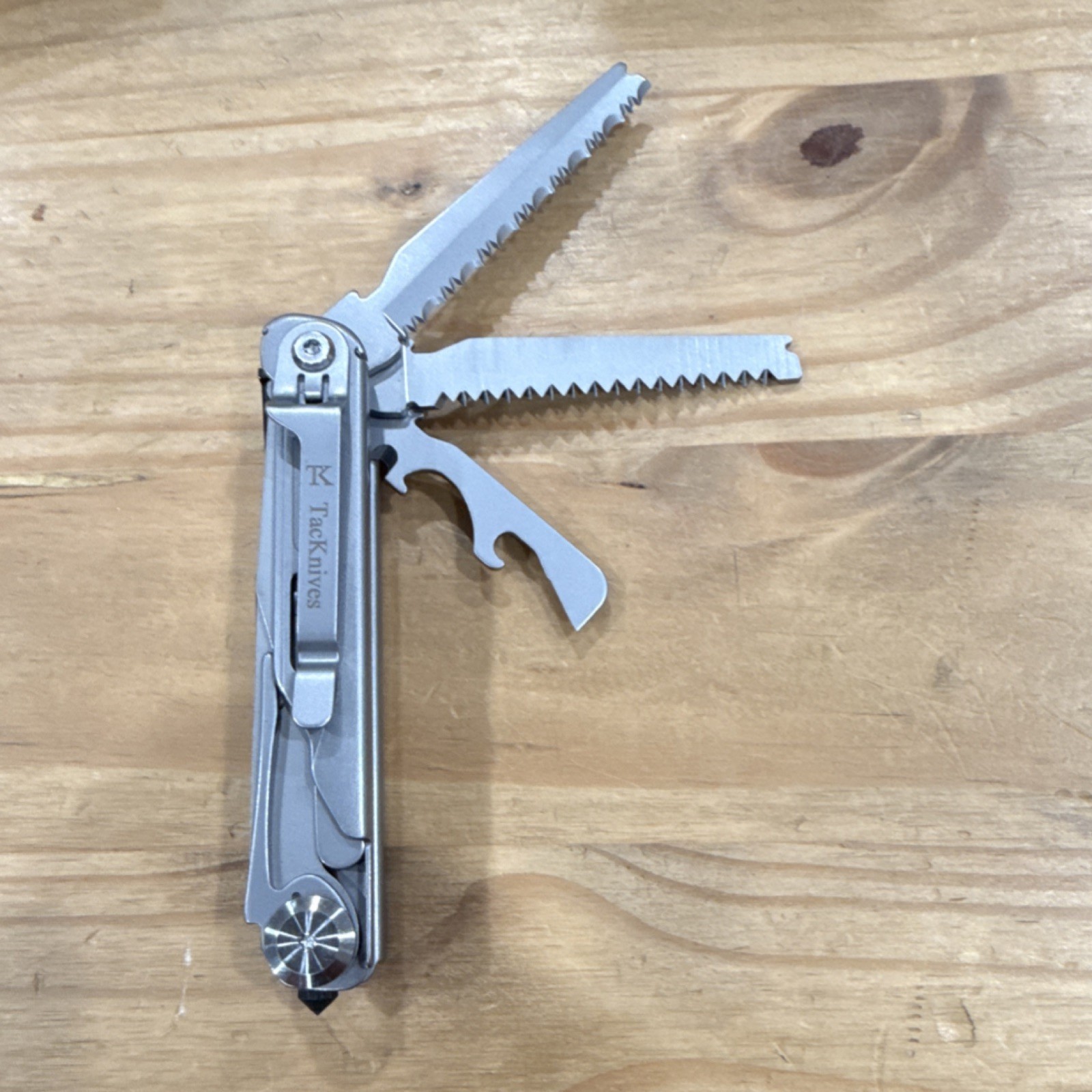 TacKnives Silver Stainless Steel Multi-Tool Knife, Scissors, Saw, Bottle Opener