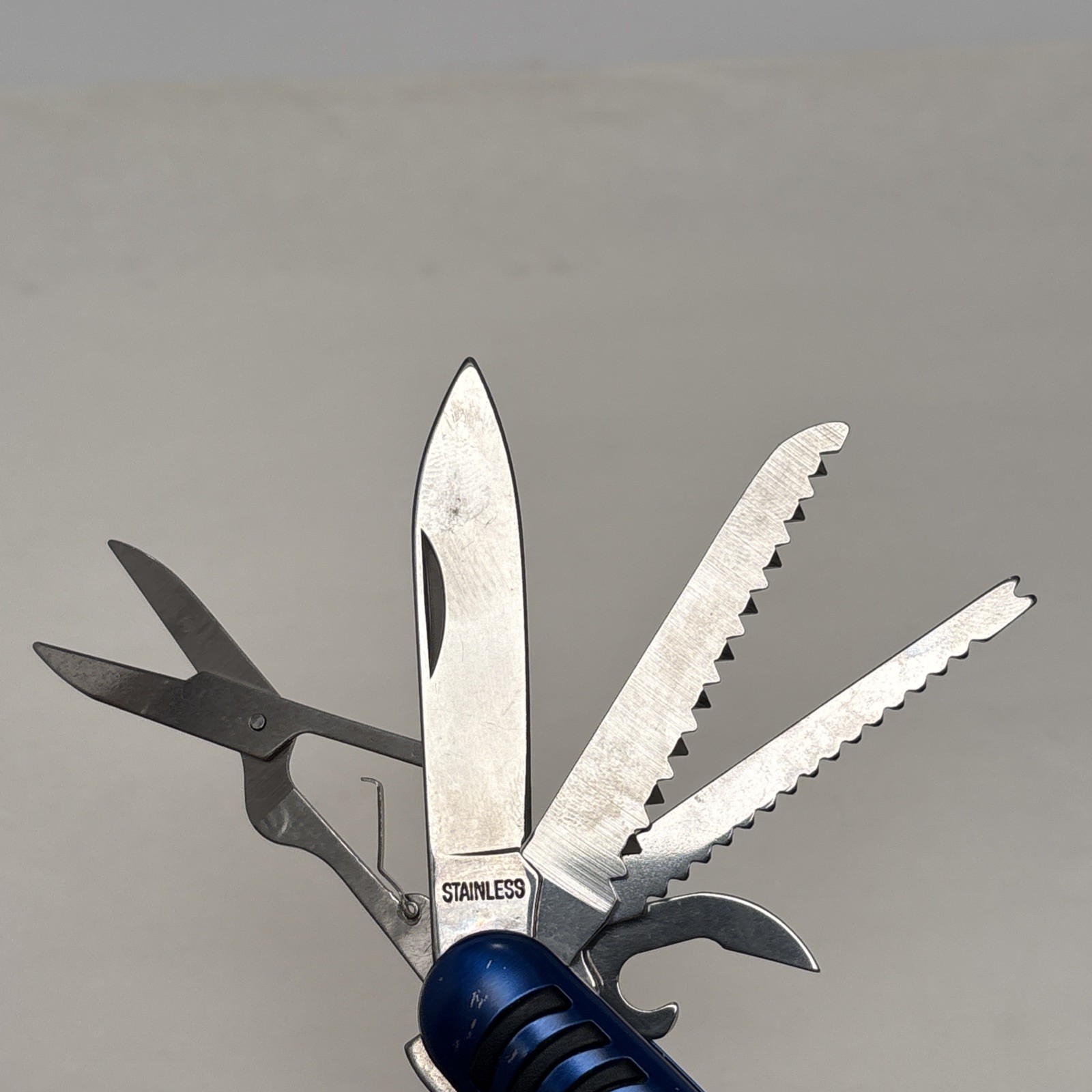 Multi-Use Pocket Knife with Survival Tools Blue w/ Black Accents Camp Hunt Fish