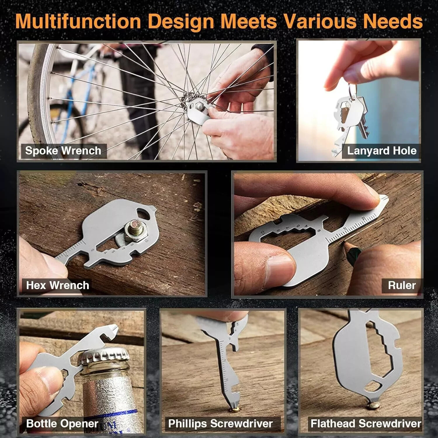 Compact Stainless Steel Multi-tool Key (Silver) Brand New in Box!!