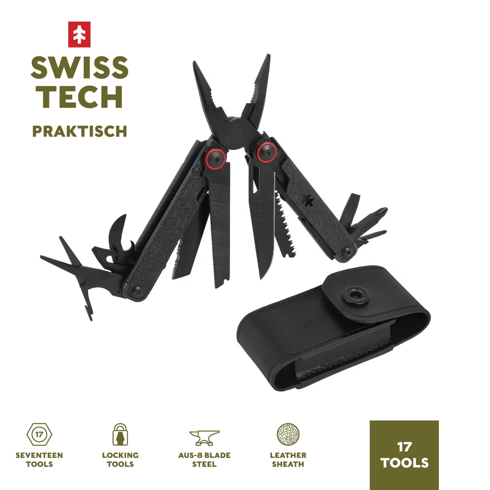 Swiss Tech Praktisch 17-in-1 Multi-Tool | AUS-8 Blade | New in Box