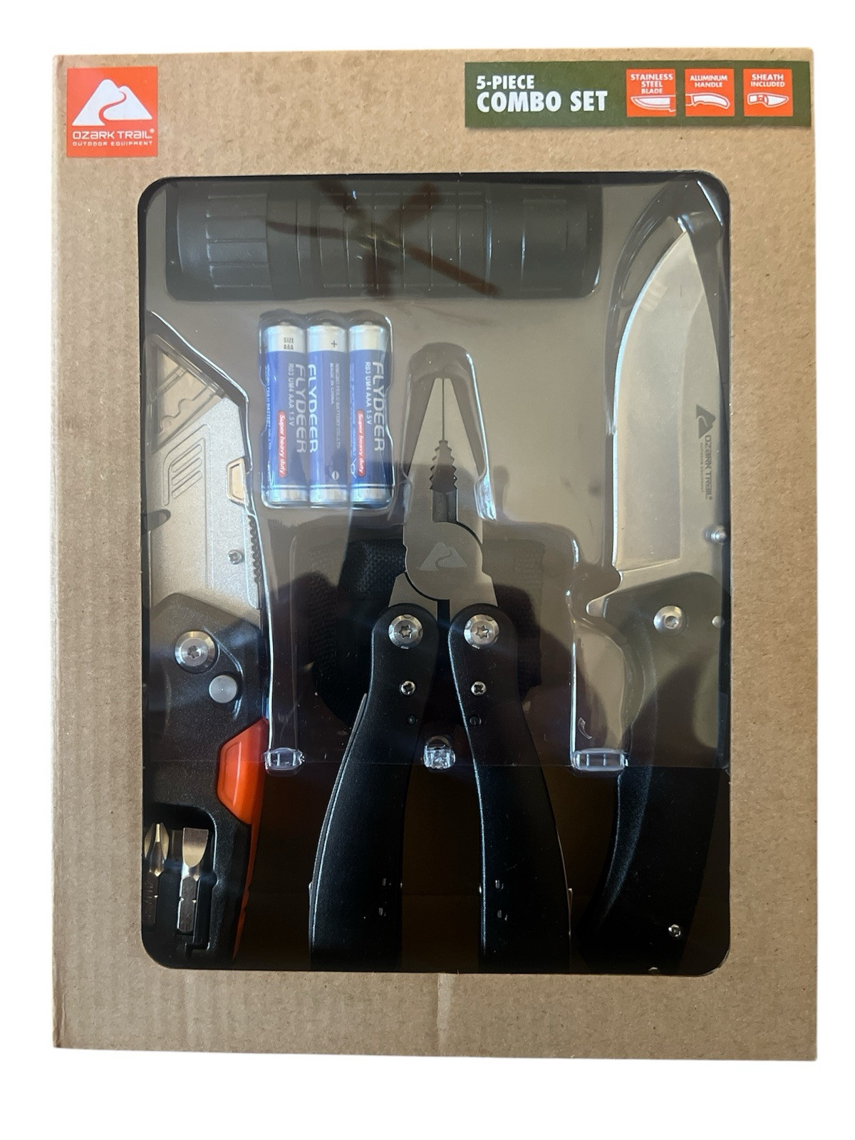 Ozark Trail 5 Pieces Multi Tool Set 7.5 Inch Manual Opening Folding Knife