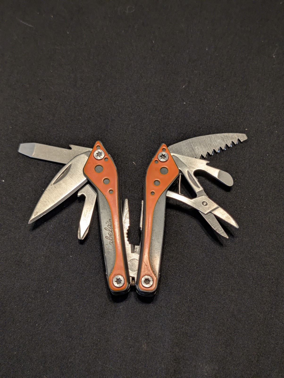 Cabela’s 7-in-1 Stainless Steel Neon Orange Knife Blade and Pliers Set