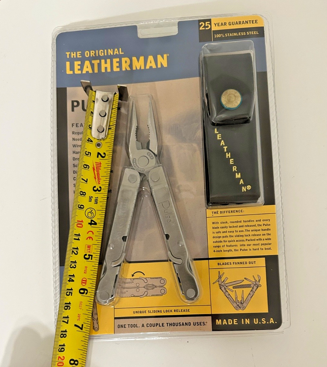 NEW SEALED Leatherman Pulse Multi-Tool Stainless Steel Silver Leather Pouch RARE