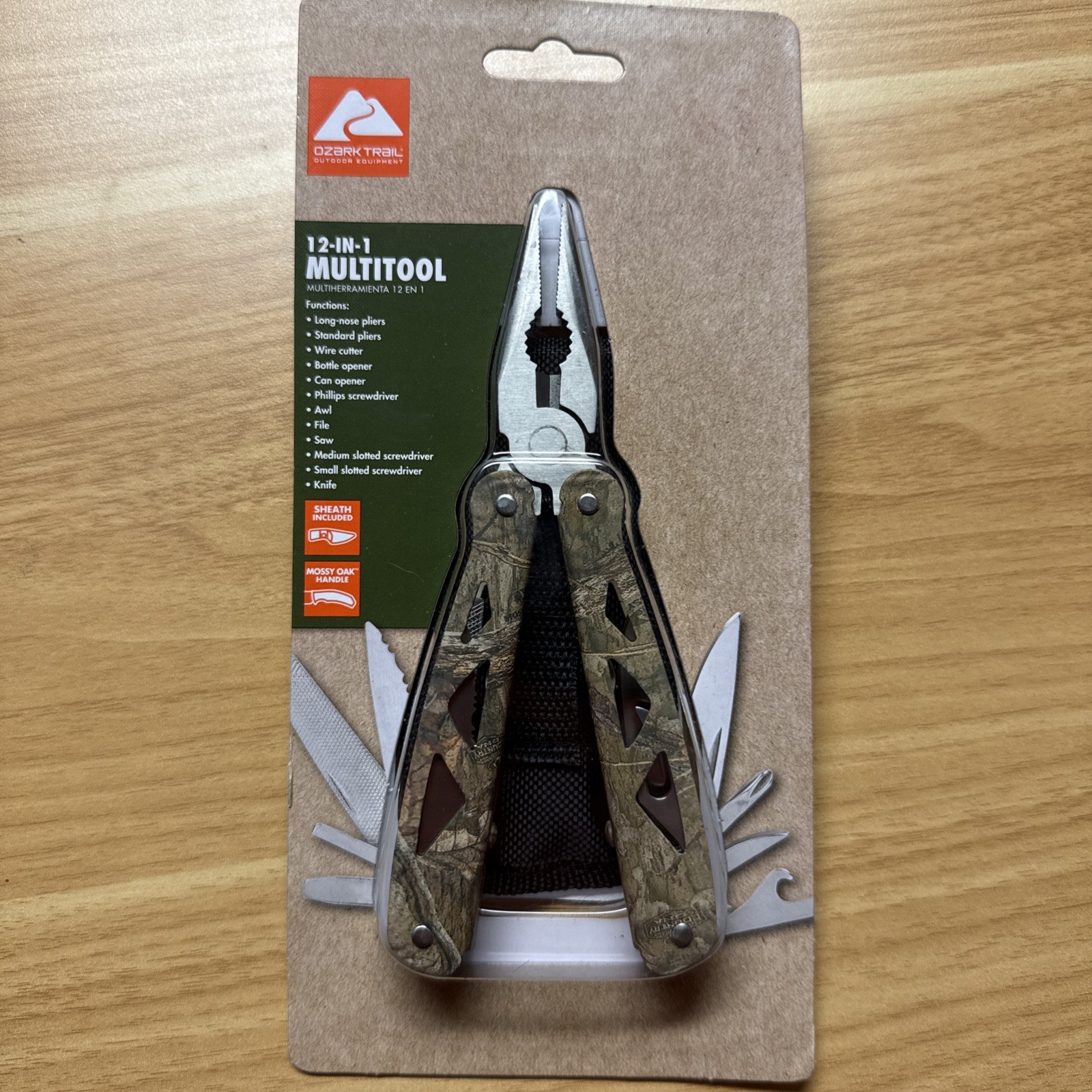 Ozark Trail 12 In 1 Multi-tool Camo Stainless Steel W Sheath Pliers Wire Cut